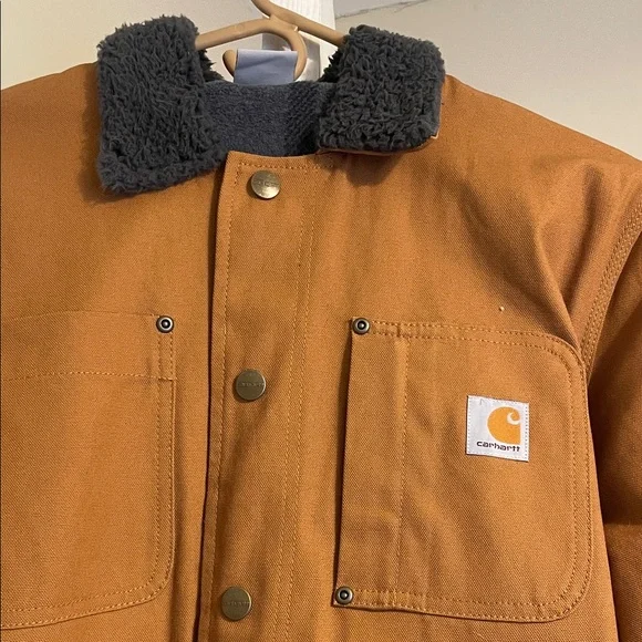 Carhartt Brown Field Jacket with Black Collar Boys 14/16 NEW - Picture 2 of 6
